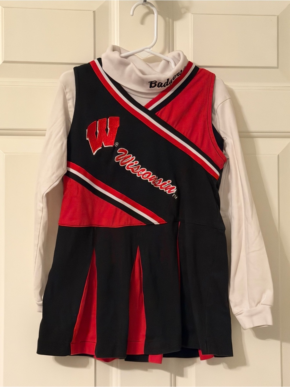 Badger Kids' Wisconsin Red & Black Cheer Dress with White Turtleneck